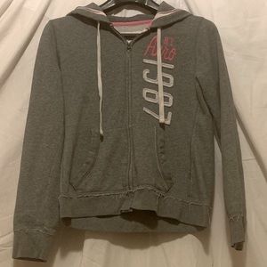 Aeropostale woman’s size medium (M). Gray fringe hoodie.